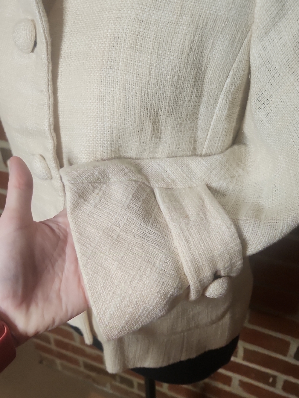 J. Crew Cream Textured Button Jacket, Size 2 - Picture 3 of 11